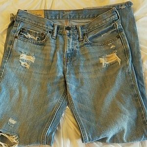ABERCROMBIE Boys cut up blue jeans