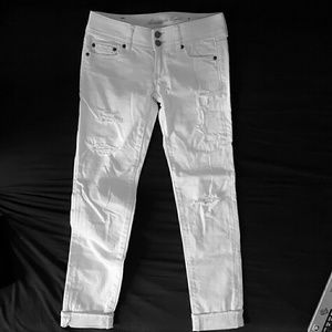 American Eagle White Distressed Skinny Jeans