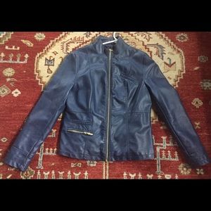 Alfani faux leather dark blue jacket