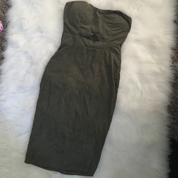 Olive midi bodycon dress