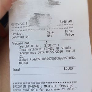 USPS receipt