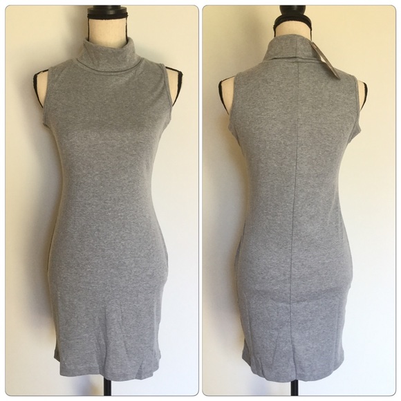 Chic High Collar Slim Solid Bodycon Mini Dress - Picture 3 of 4