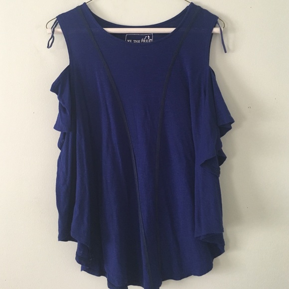 Cobalt blue open shoulder top