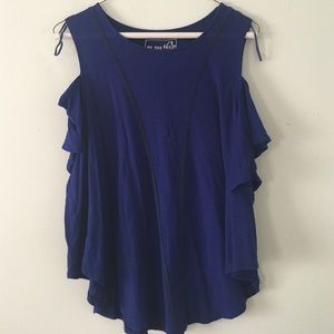 Cobalt blue open shoulder top
