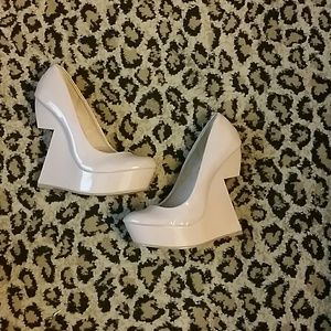 Brand New Patent Nude Cut Out Wedge Size 9