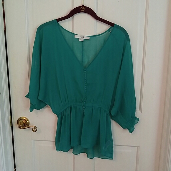 Teal peasant shirt