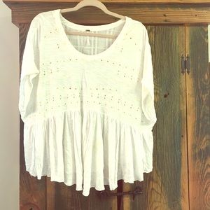 Free People white Flowy Top