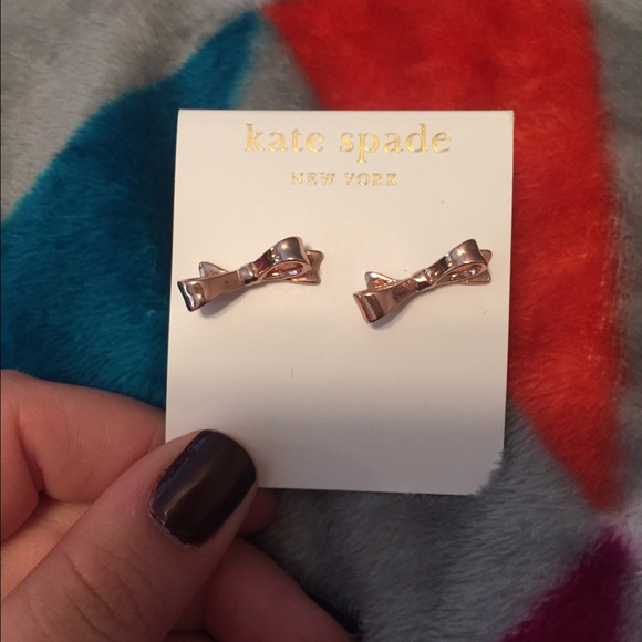 Kate Spade rose gold bow earrings - Picture 2 of 3