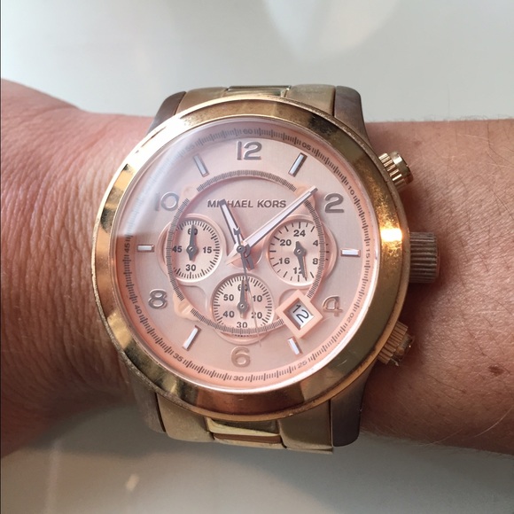 MK rose gold large faced watch?