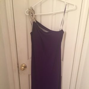 Royal purple floor length evening gown