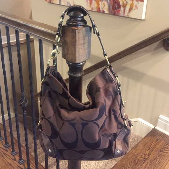 Large Coach Carly Signature Canvas Handbag