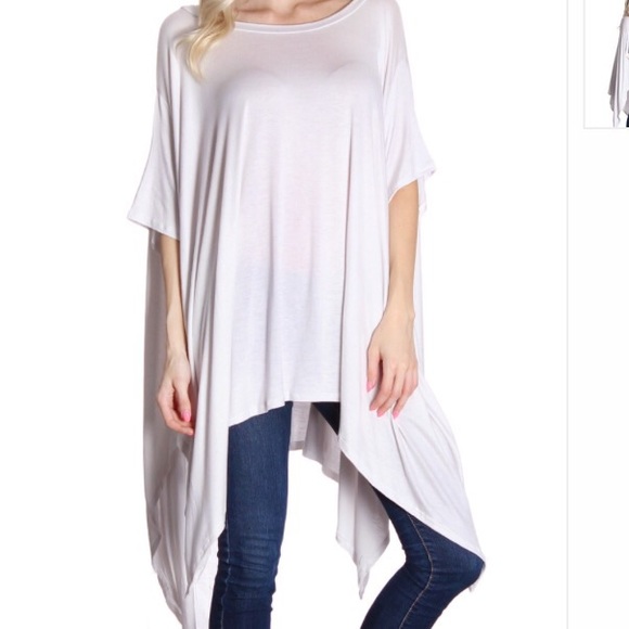 Boutique Tops - Bundle 2 light grey shark bite hem Piko tunic