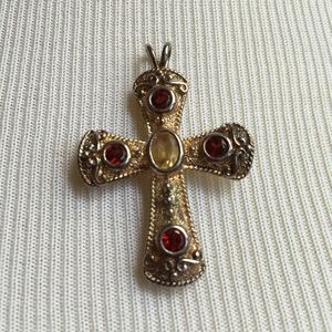 Vintage garnets/citrine cross pendant