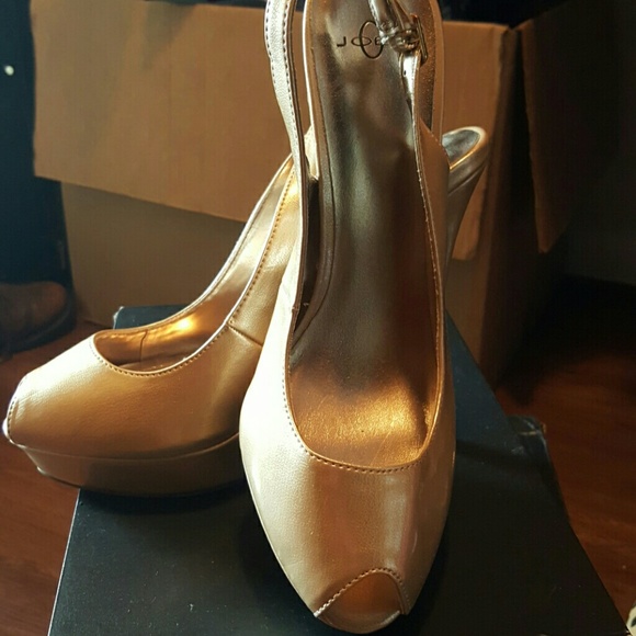 Gold Peep Toe Pumps