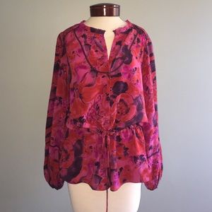 Rebecca Taylor Floral Silk Peasant Blouse
