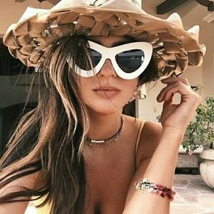 White retro cateye mid-century glasses