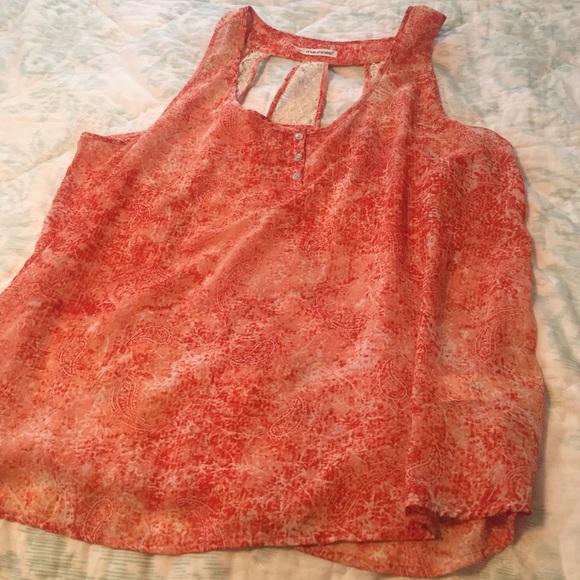 Orange/coral tank with lace strap back plus size 2