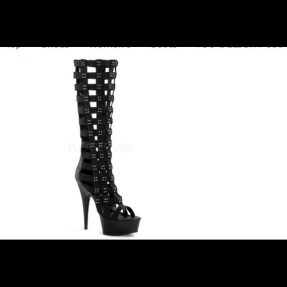 Pleaser Knee High Strappy Gladiator Sandal