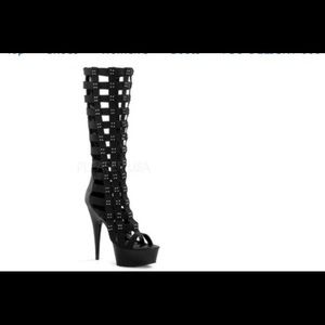 Pleaser Knee High Strappy Gladiator Sandal