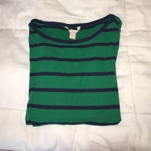 Navy and Kelly green striped tee