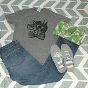 Hipster cat shirt