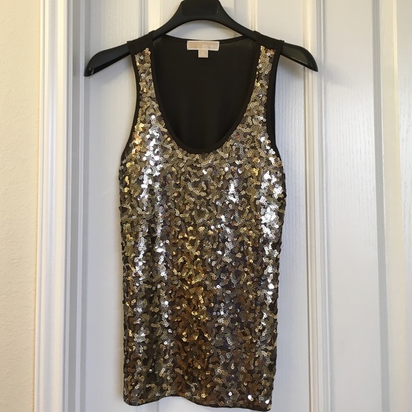 Michael Kors gold and olive sequin tank