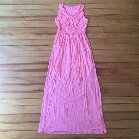Size M coral pink jersey maxi dress, NWOT