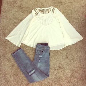 Tobi bell sleeved chiffon top