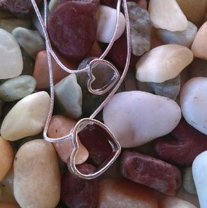 Pretty 3D Double Heart Pendant Sweater Necklace