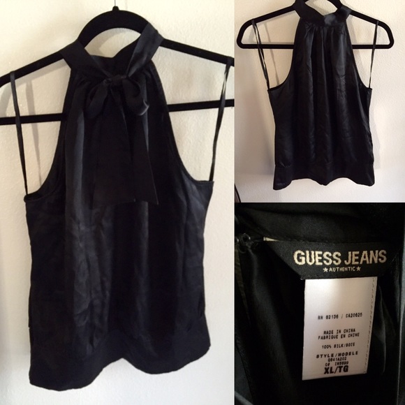 GUESS Jeans 100% Black Silk Top