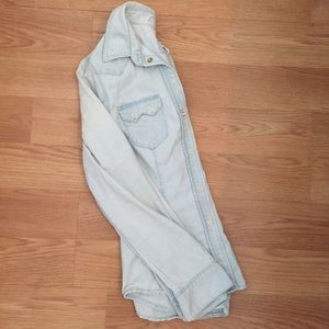 Faded denim button up