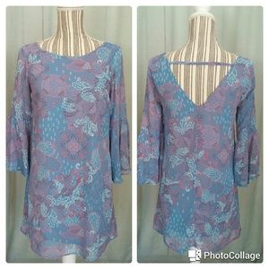 Dresses - Floral Bell Sleeve Dress Dresses - Floral Bell Sleeve Dress