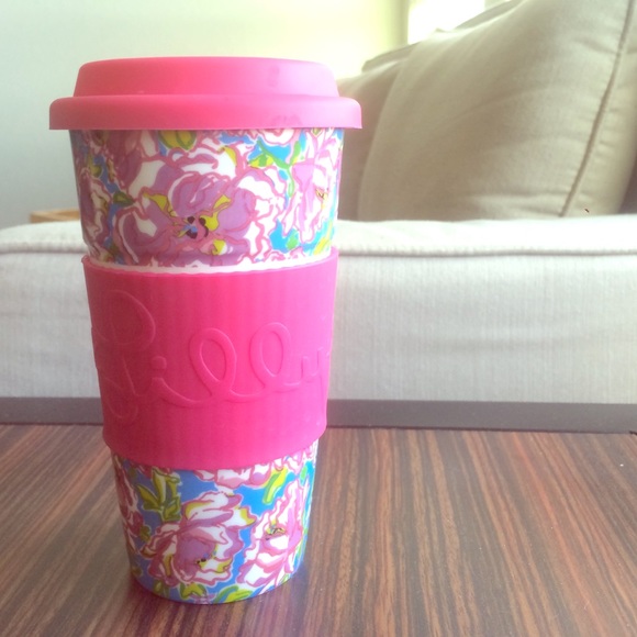 Lilly Pulitzer ceramic travel coffee mug
