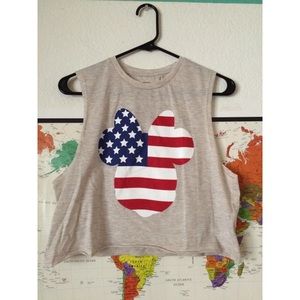 NWT Disney Minnie Mouse American Flag Crop Top