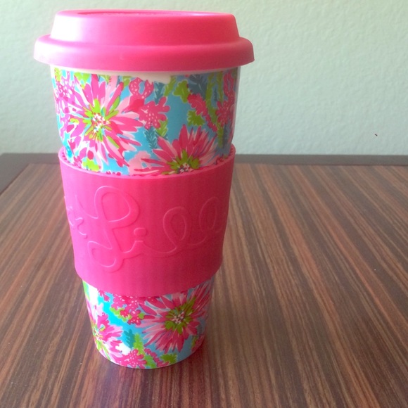 Lilly Pulitzer printed ceramic travel coffee cup