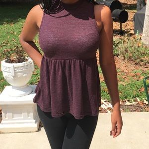 Maroon/Black striped top