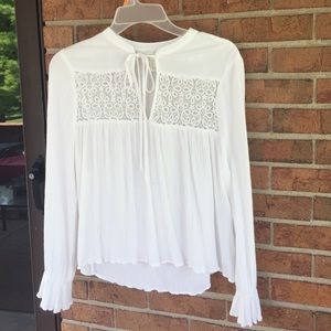 White lace peasant shirt
