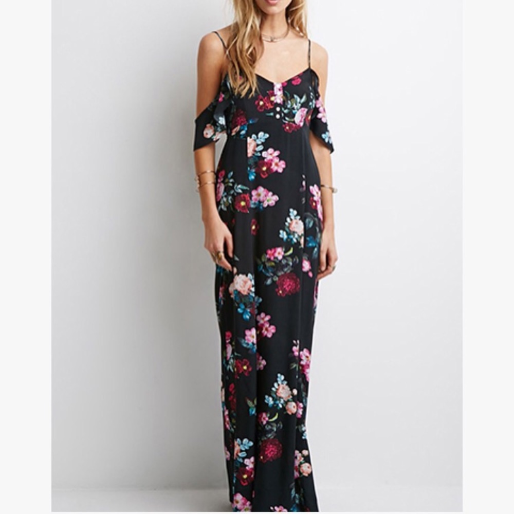 NWOT Floral Cold-Shoulder Maxi Dress