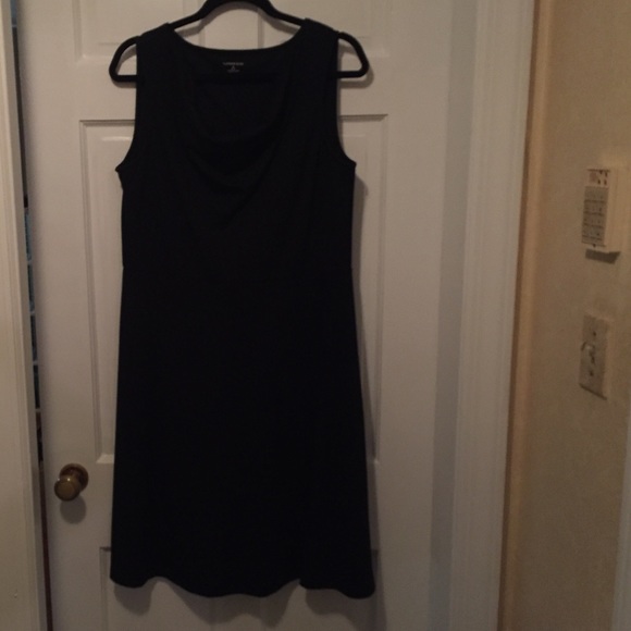 Black dress drape front.