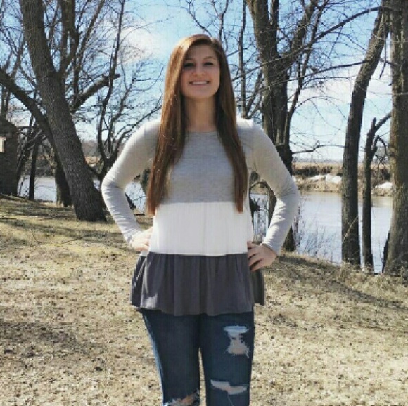 Grey Colorblock Long Sleeve