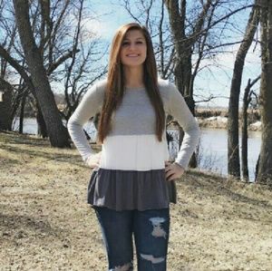 Grey Colorblock Long Sleeve