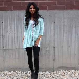 Mint Striped Cardigan