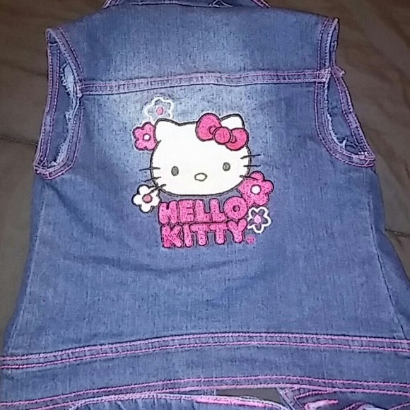 Hello kitty denim skirt set
