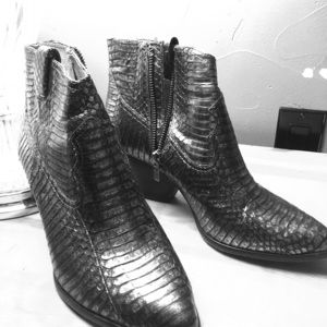 Frye leather snake pattern booties