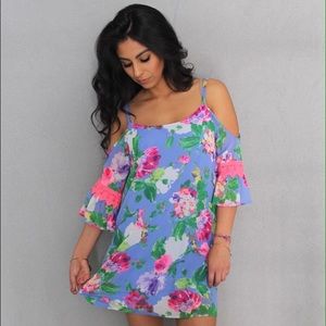 Floral shoulder cut out dress