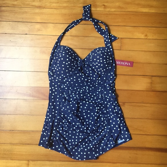 Size M Vintage Style Polka Dot One Piece Swimsuit