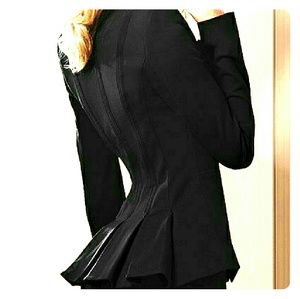 Feminine Black Peplum Blazer By Victoria
