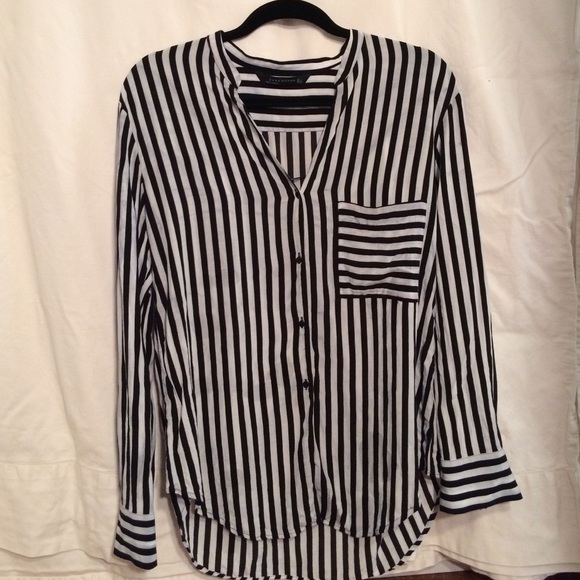 Zara black/white striped blouse