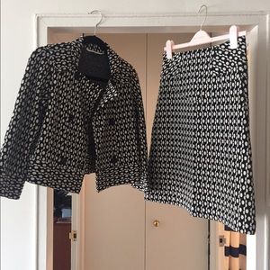 Diane Von Furstenberg black and white skirt suit
