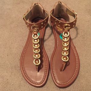 NEW G by Guess Brown and Gold Sandals